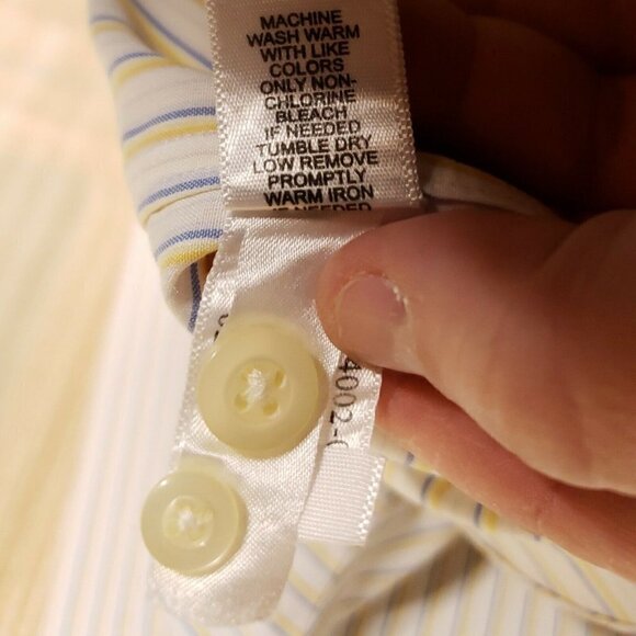 Banana Republic Non Iron Slim Fit Yellow Striped Dress Shirt 15-15 1/2 - Picture 4 of 7